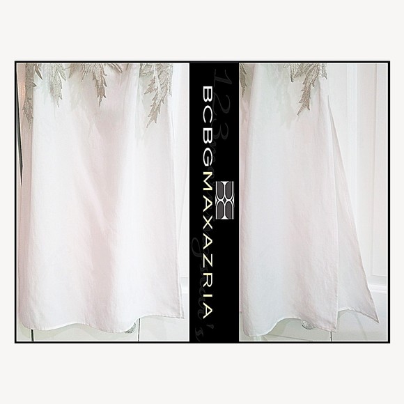 BCBGMAXAZRIA NEW OPTIC WHITE Metallic Embroidered Lace Racerback Tunic XS - Picture 6 of 11